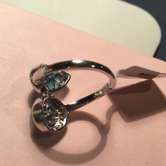 Clearance Sale $28 Firm! Natural Larimar & Cz Sterling Ring, Sz 6 - Picture 12 of 16